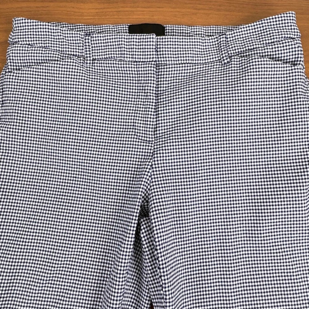 Cynthia Rowley Womens Gingham Blue White Ankle Pants Career Office Casual Size 8